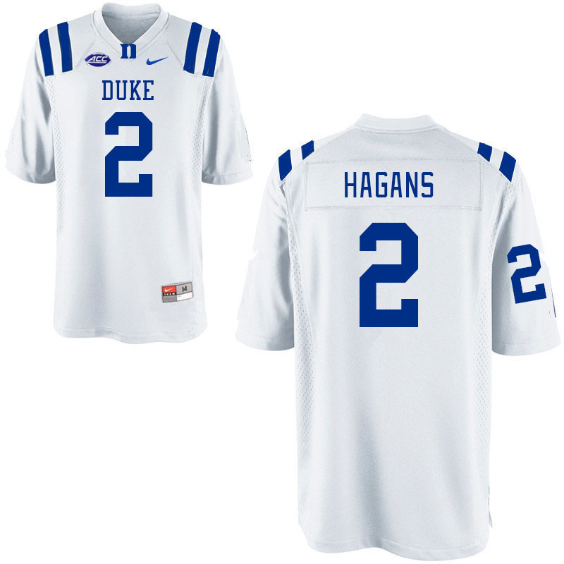 Men #2 Sahmir Hagans Duke Blue Devils College Football Jerseys Stitched Sale-White